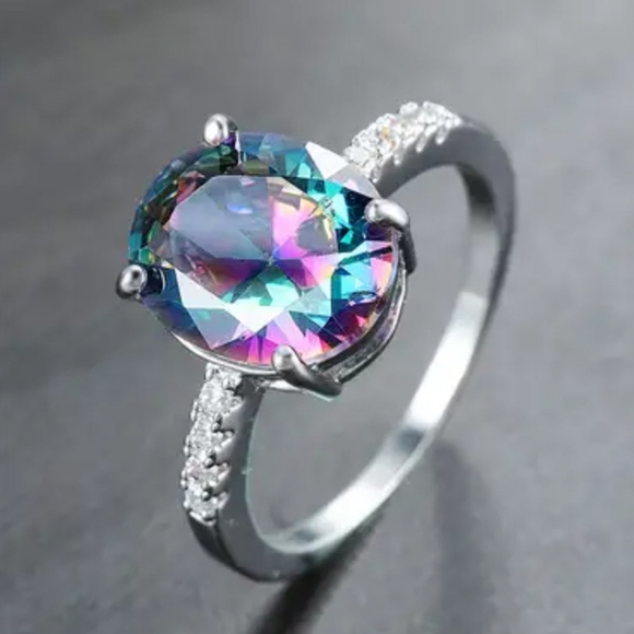 🎀925 Gradient Mystic Topaz Diamond Accent Ring - Picture 6 of 6